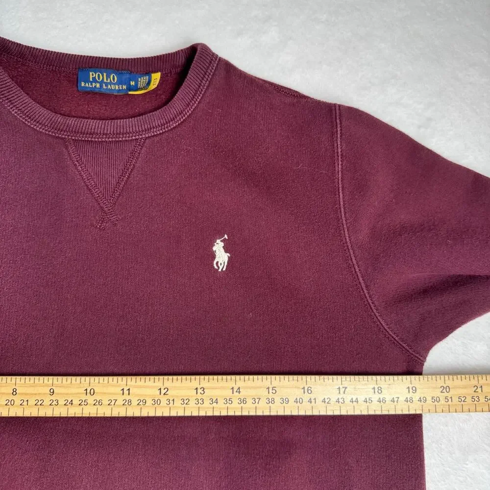 Polo Ralph Lauren Burgundy Crewneck Sweatshirt Fleece Pony Logo Size Medium